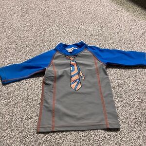 Hang Ten Surf Rash Guard with Novelty Tie - Royal Blue and Charcoal